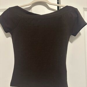 Edikted Dark Brown Short Sleeve Top